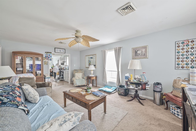 4 Rutledge Ave, Del Haven, NJ 08251 - living room with a ceiling fan, light carpet, and baseboards
