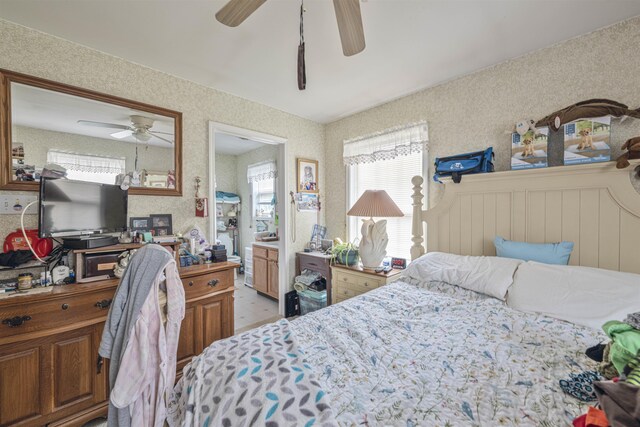 4 Rutledge Ave, Del Haven, NJ 08251 - bedroom featuring multiple windows, light wood-style flooring, ceiling fan, and wallpapered walls