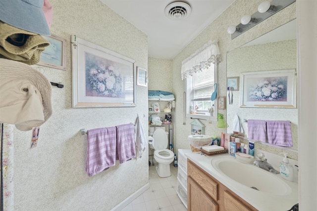 4 Rutledge Ave, Del Haven, NJ 08251 - bathroom featuring tile patterned floors, vanity, toilet, and wallpapered walls