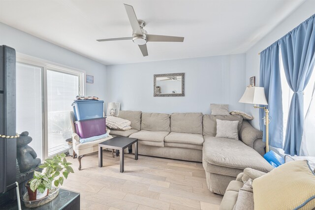 4 Rutledge Ave, Del Haven, NJ 08251 - living room featuring a ceiling fan and light wood-style flooring
