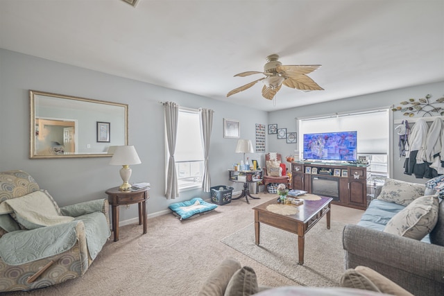 4 Rutledge Ave, Del Haven, NJ 08251 - carpeted living area featuring healthy amount of natural light, a ceiling fan, and baseboards