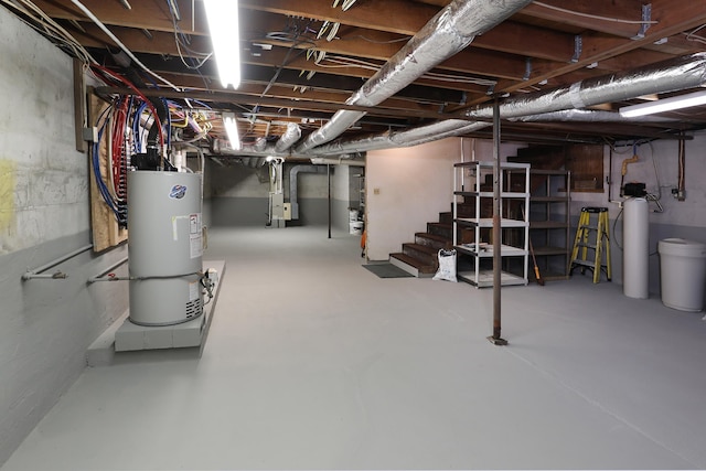 basement featuring gas water heater