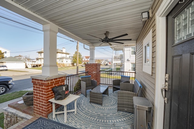 220 E 21st Ave, North Wildwood, NJ 08260 - view of patio / terrace with a residential view, a porch, and ceiling fan