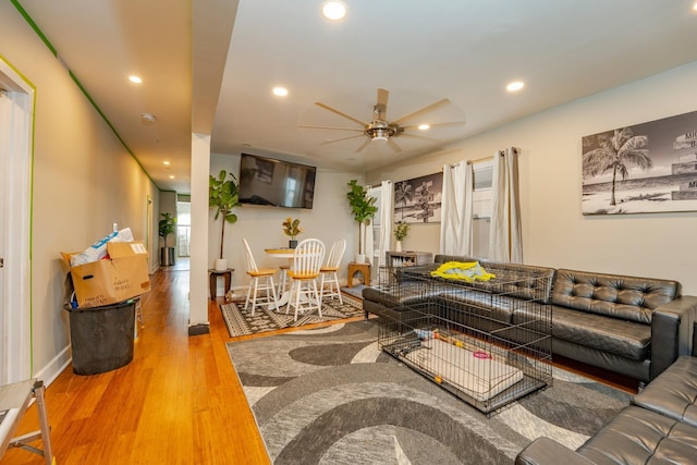 220 E 21st Ave, North Wildwood, NJ 08260 - living area with a ceiling fan, recessed lighting, baseboards, and wood finished floors