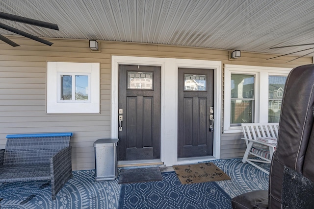 220 E 21st Ave, North Wildwood, NJ 08260 - view of exterior entry featuring a ceiling fan and a porch