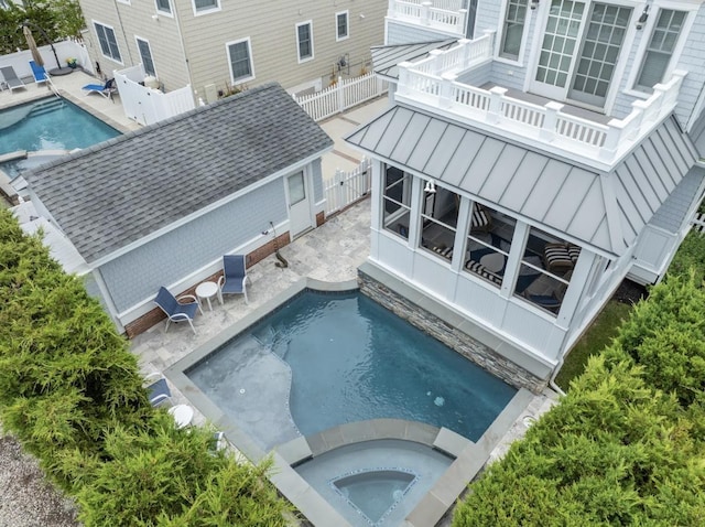 261 45th St, Avalon, NJ 08202 - view of pool with a fenced backyard, a patio, and a pool with connected hot tub