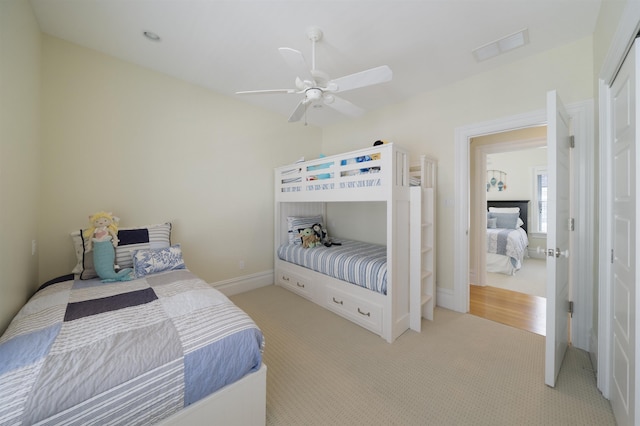 261 45th St, Avalon, NJ 08202 - bedroom featuring light carpet and ceiling fan