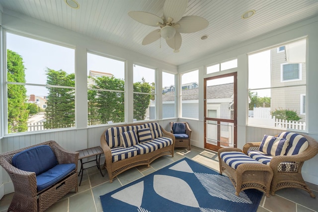 261 45th St, Avalon, NJ 08202 - sunroom featuring an outdoor living space and ceiling fan