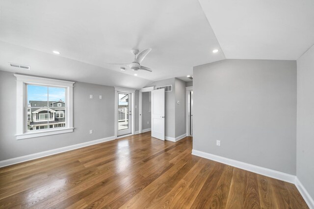 297 24th St Unit 297, Avalon, NJ 08202 - unfurnished living room featuring recessed lighting, lofted ceiling, wood finished floors, ceiling fan, and baseboards
