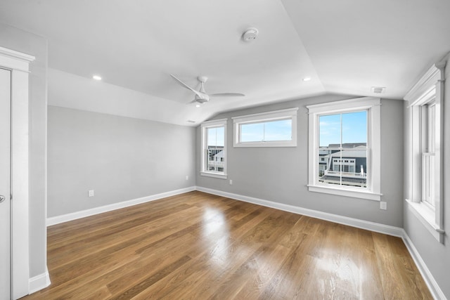 297 24th St Unit 297, Avalon, NJ 08202 - spare room with lofted ceiling, wood finished floors, a smoke detector, ceiling fan, and baseboards