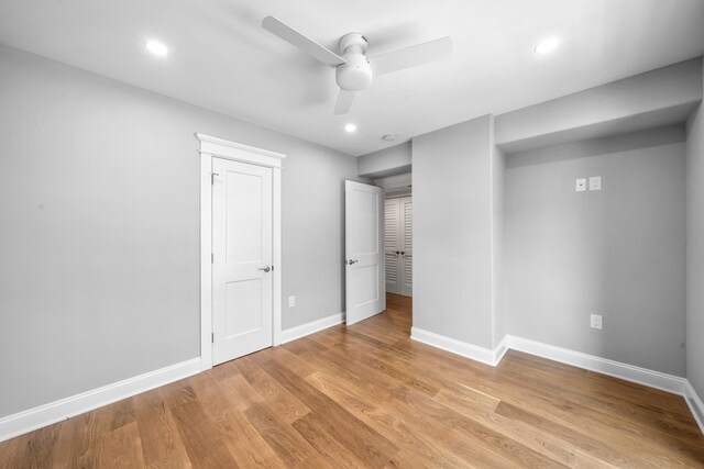 297 24th St Unit 297, Avalon, NJ 08202 - unfurnished bedroom featuring baseboards, light wood-type flooring, a ceiling fan, and recessed lighting
