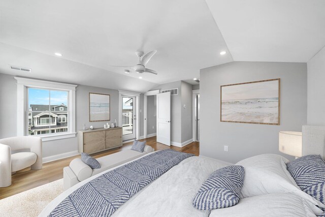 297 24th St Unit 297, Avalon, NJ 08202 - bedroom featuring lofted ceiling, wood finished floors, recessed lighting, baseboards, and a ceiling fan