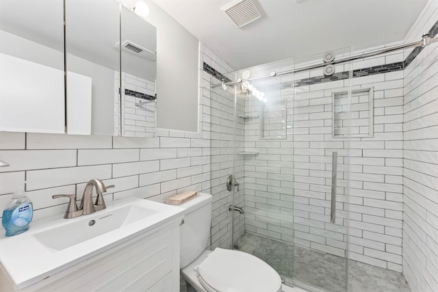 5111 Shawcrest Rd Unit 5111, Lower Township, NJ 08260 - bathroom featuring a stall shower, vanity, tile walls, and backsplash