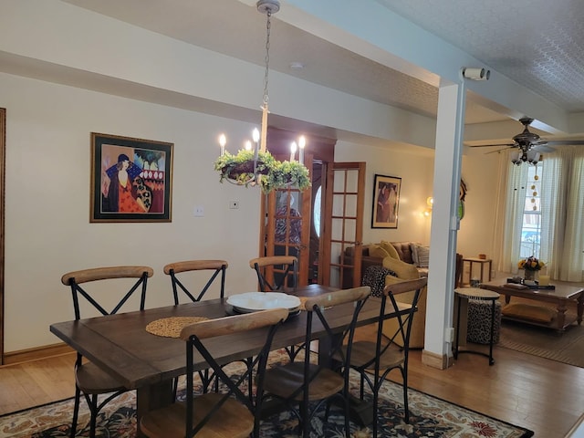 113 W Walnut Ave, North Wildwood, NJ 08260 - dining room featuring hardwood / wood-style floors, ceiling fan, and a textured ceiling