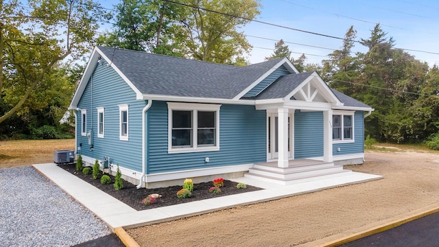 view of front of home with central AC