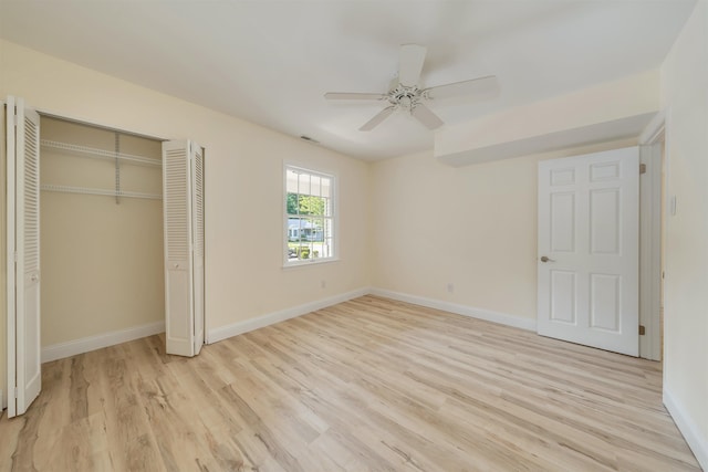 24 Heron Way N, Cape May, NJ 08204 - unfurnished bedroom with light wood-style flooring, baseboards, a closet, and ceiling fan