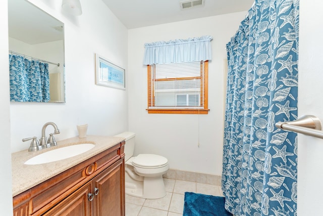 bathroom featuring tile patterned flooring, vanity, and toilet