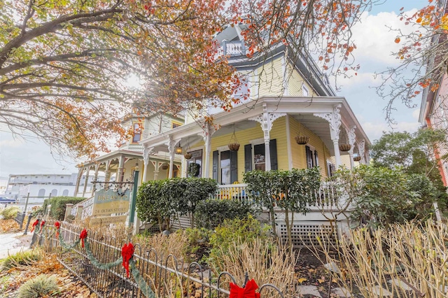 view of home's exterior with a porch