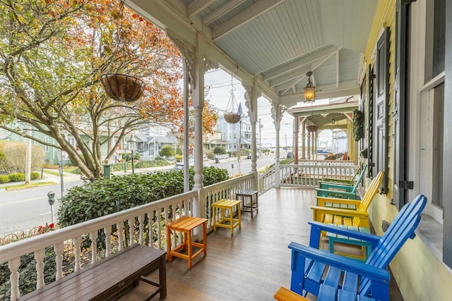 deck featuring covered porch