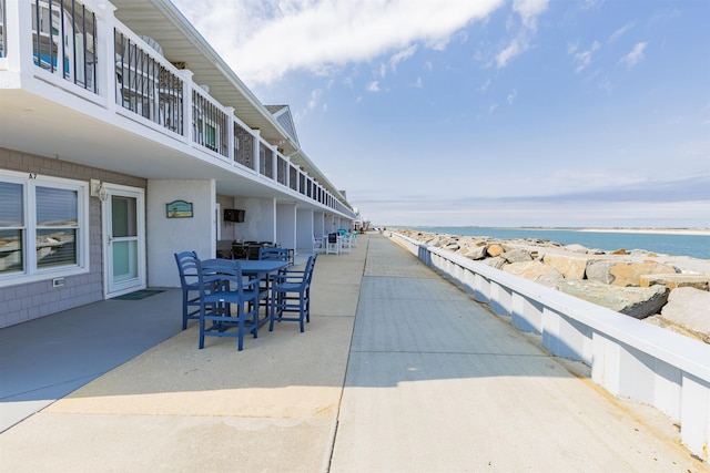 145 Seaview Ct Unit A7, North Wildwood, NJ 08260 - view of patio featuring view of water and beach and outdoor dining space