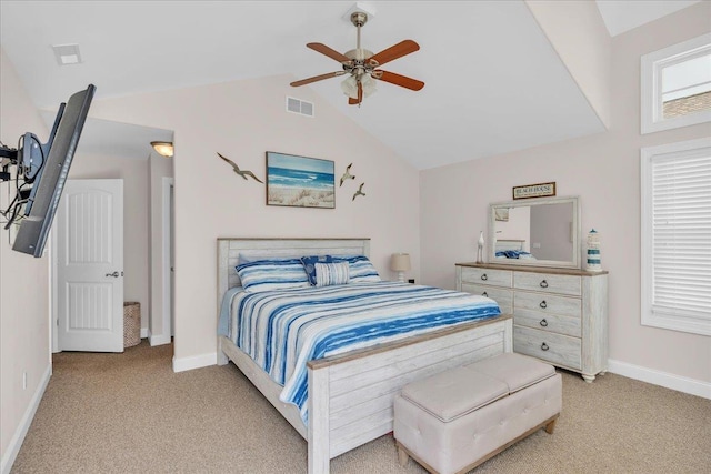 102 E 8 Th Ave, North Wildwood, NJ 08260 - bedroom featuring light carpet, lofted ceiling, and a ceiling fan
