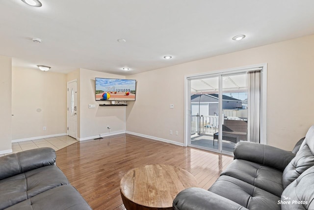 living room featuring light hardwood / wood-style floors