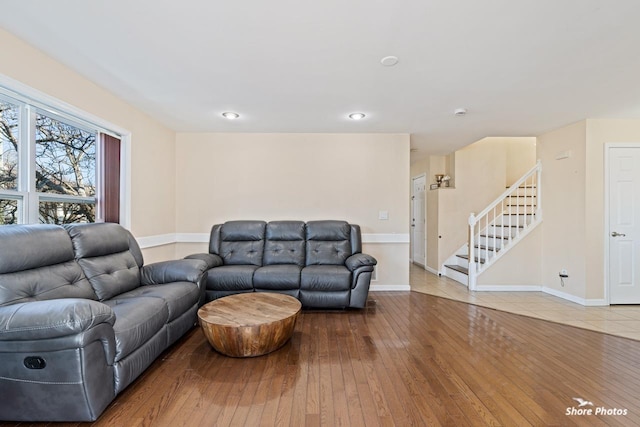 living room with hardwood / wood-style floors