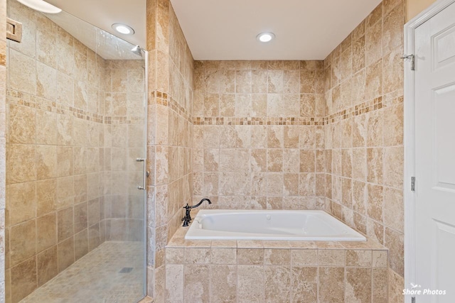 bathroom with plus walk in shower