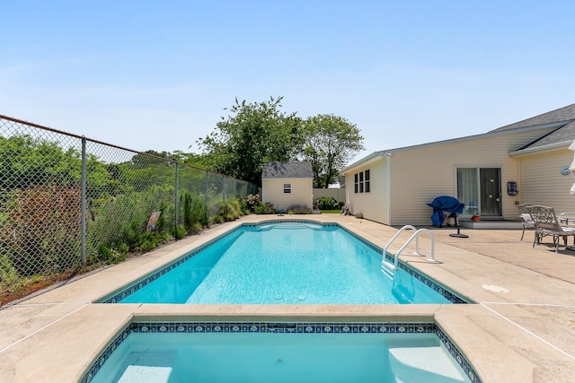 2710 Bybrook Dr, Cape May Beach, NJ 08251 - view of swimming pool with a fenced backyard, a storage unit, and a patio