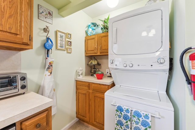 2710 Bybrook Dr, Cape May Beach, NJ 08251 - washroom featuring stacked washer / drying machine and light tile patterned floors