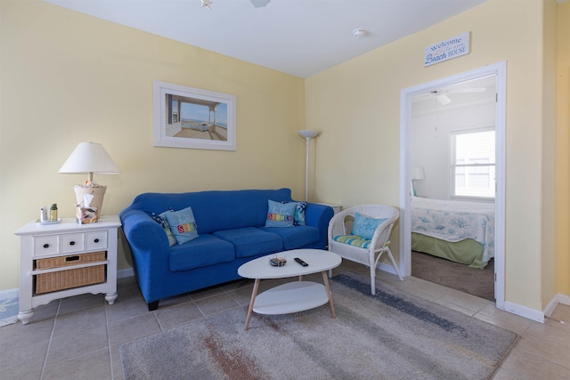 view of tiled living room