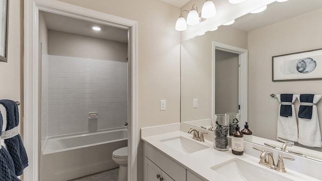 17 N 10th St, Del Haven, NJ 08251 - full bath with toilet, double vanity, tile patterned floors, and shower / bath combination