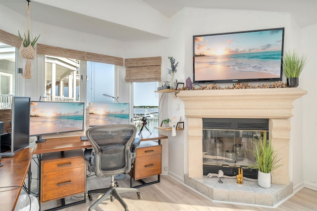 902 Ocean Dr Unit 302, Lower Township, NJ 08204 - office space with wood finished floors, a tiled fireplace, and baseboards