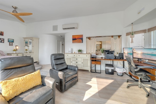 902 Ocean Dr Unit 302, Lower Township, NJ 08204 - office area with an AC wall unit, ceiling fan, and wood finished floors