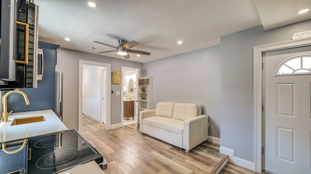 5407 Pacific Ave Unit 13, Wildwood Crest, NJ 08260 - interior space featuring a ceiling fan, light wood-style flooring, and recessed lighting