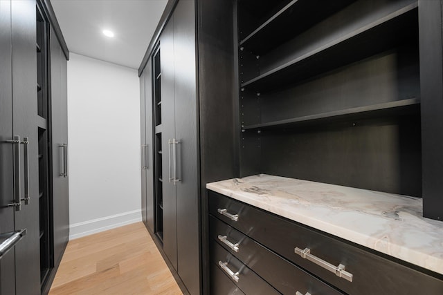 spacious closet featuring light hardwood / wood-style flooring