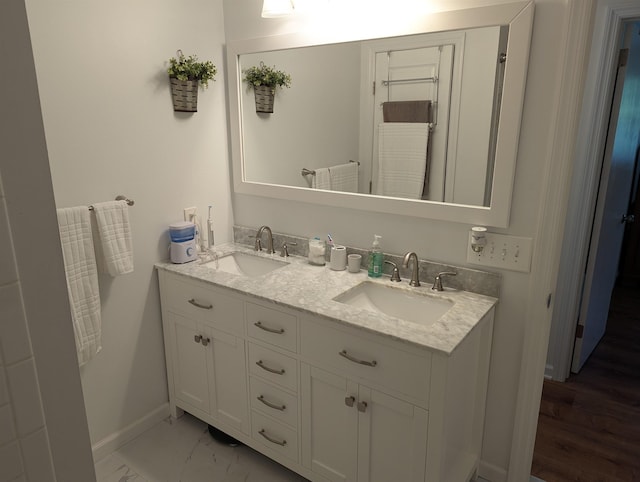71 Perry Rd, Petersburg, NJ 08270 - full bath featuring double vanity and marble finish flooring