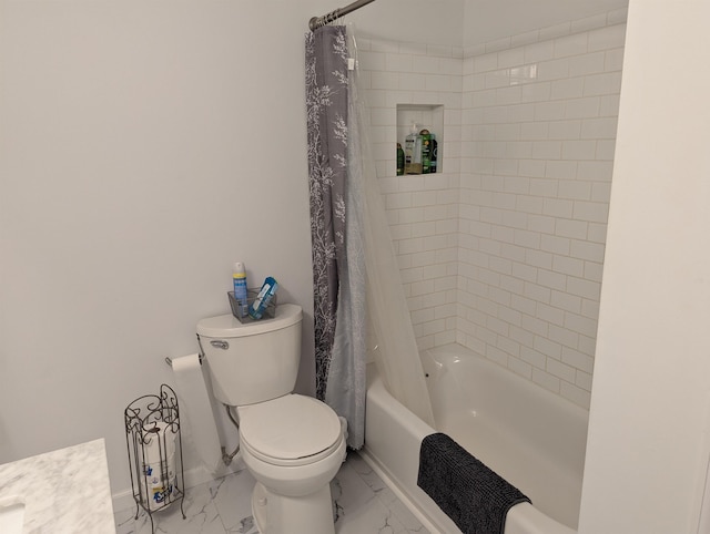 71 Perry Rd, Petersburg, NJ 08270 - bathroom with marble look tiles, shower / tub combo, and vanity