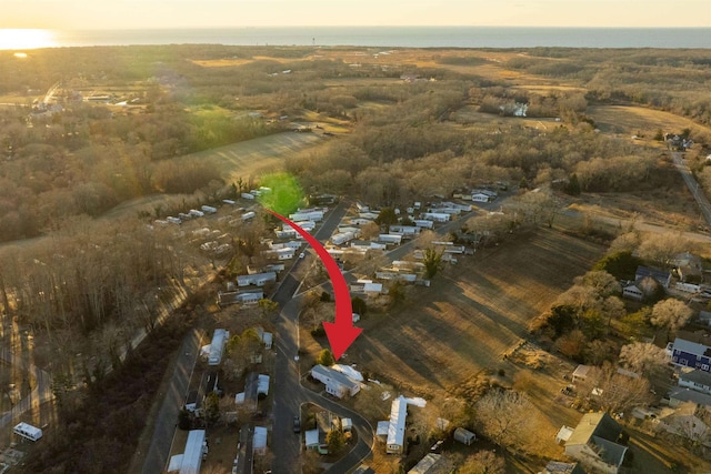 view of aerial view at dusk