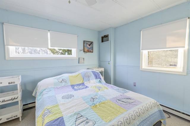 bedroom featuring a baseboard heating unit