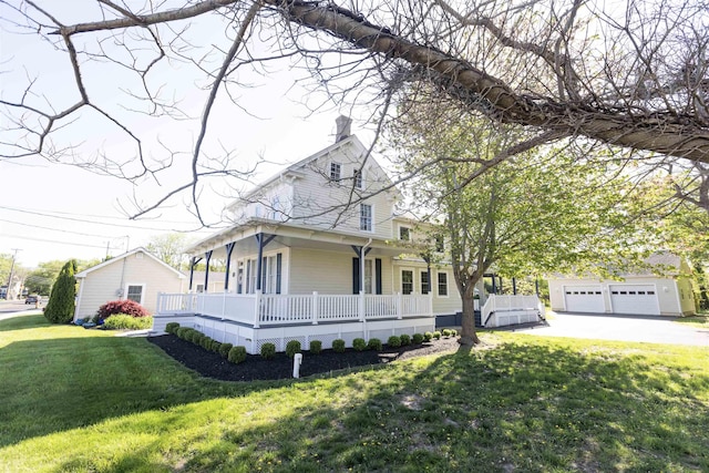 837 Seashore Rd, Lower Township, NJ 08204 - view of front of property with a garage, a chimney, a porch, and a front yard