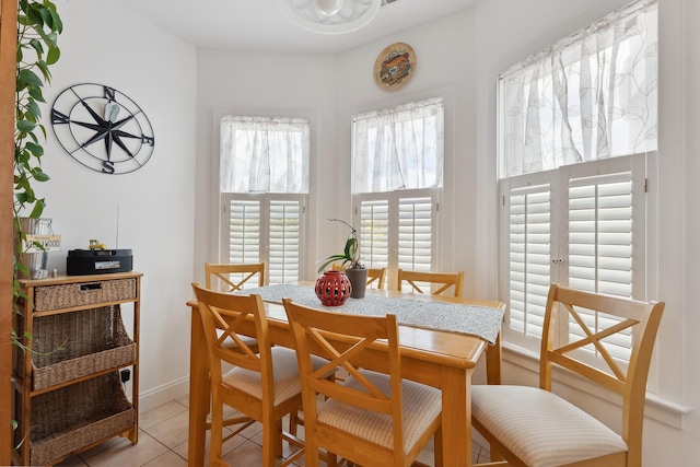 view of tiled dining space