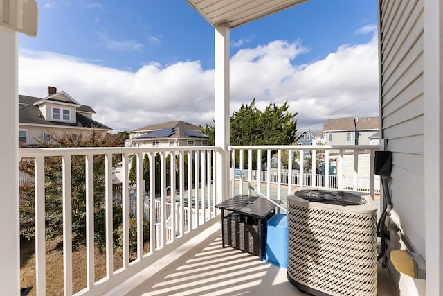 balcony featuring central AC