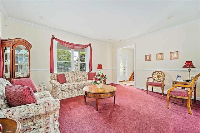 48 Cedar Meadow Dr, Cape May Court House, NJ 08210 - living area featuring baseboards, ornamental molding, and carpet floors