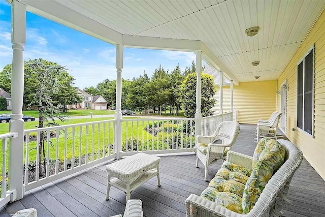 48 Cedar Meadow Dr, Cape May Court House, NJ 08210 - wooden deck featuring a porch and a lawn