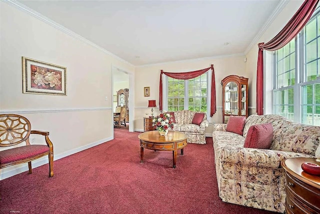 48 Cedar Meadow Dr, Cape May Court House, NJ 08210 - carpeted living area with baseboards and crown molding
