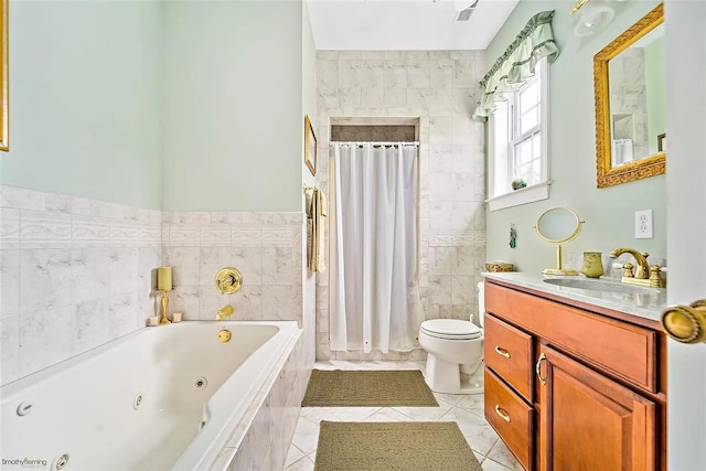 48 Cedar Meadow Dr, Cape May Court House, NJ 08210 - full bath featuring a tile shower, vanity, visible vents, toilet, and a jetted tub