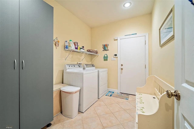 48 Cedar Meadow Dr, Cape May Court House, NJ 08210 - clothes washing area featuring washer and clothes dryer, light tile patterned floors, and laundry area