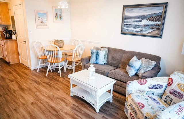 living area with wood finished floors