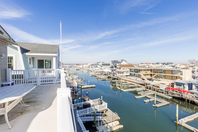 property view of water featuring a dock